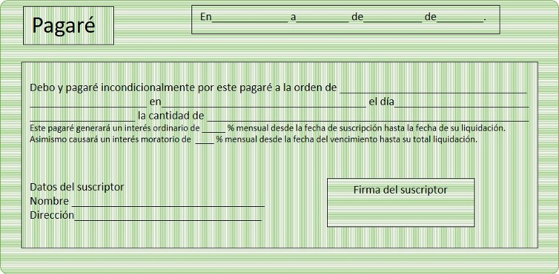 Ejemplo de formato de pagaré