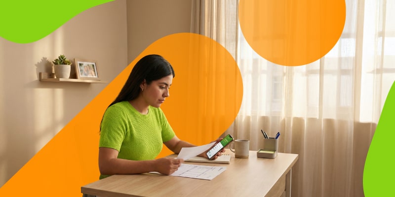 Calculadora y recibos sobre una mesa representando deudas de enero