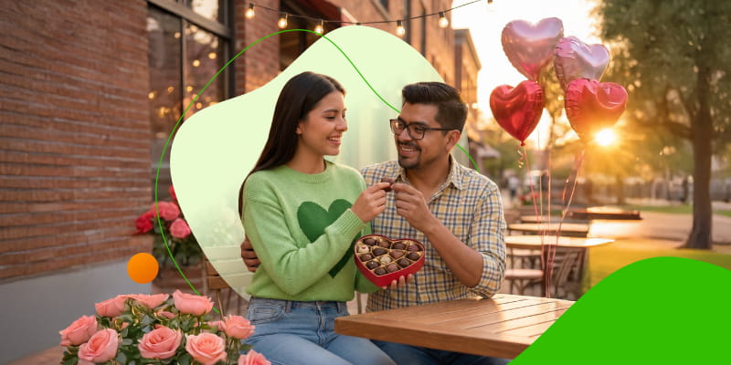 Pareja con regalos del día de san valentin