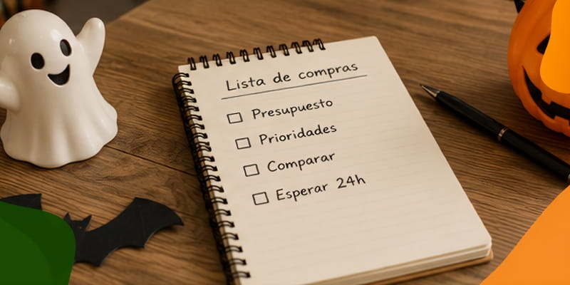 Lista de compras y presupuesto para evitar gastos impulsivos en Halloween
